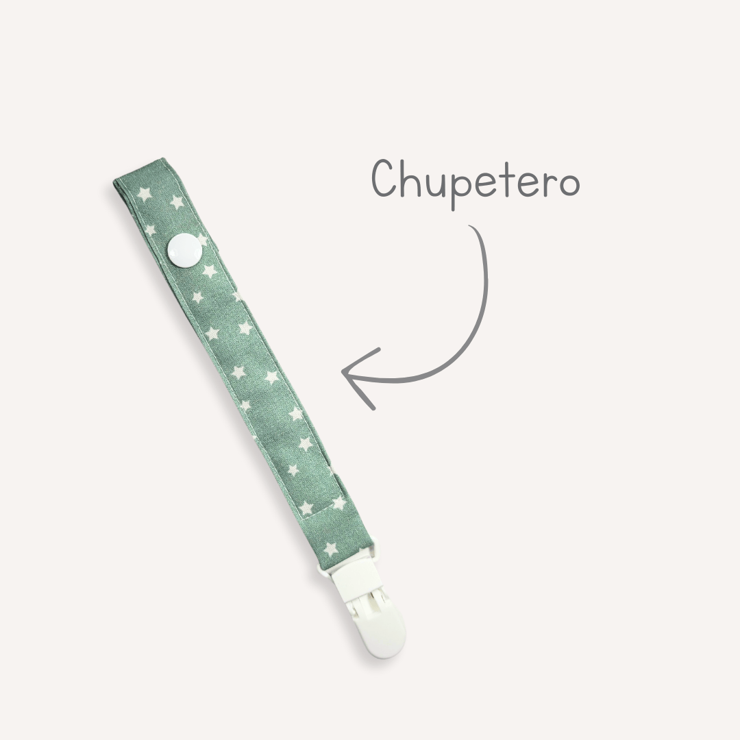 chupetero pinza lata chupetero algodón orgánico hecho a mano