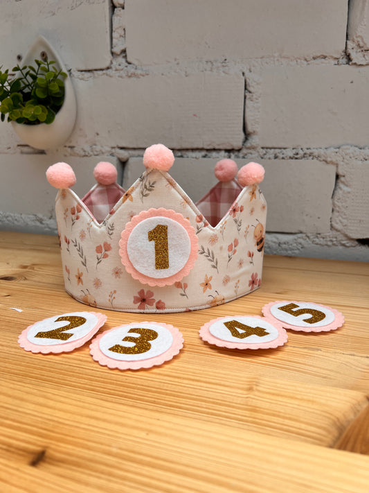 Corona cumpleaños reversible abejitas