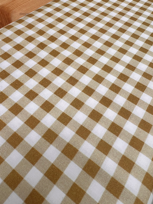 Tela popelin vichy mostaza