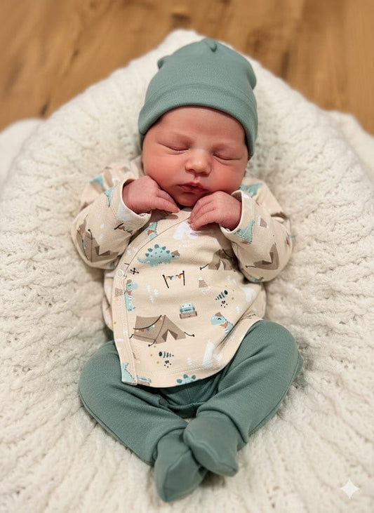 Primera puesta de bebé de punto de algodón Mint · Talla 0