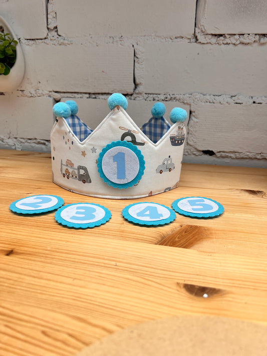 Corona cumpleaños reversible coches