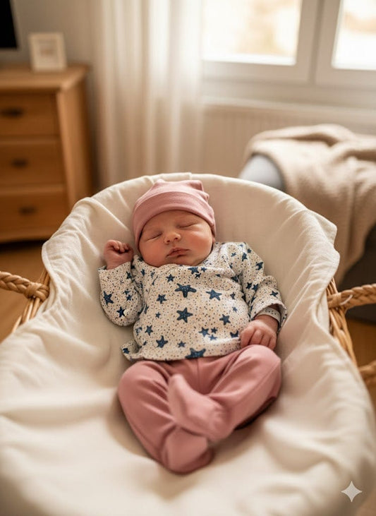 Primera puesta de bebé de punto de algodón Rosa · Talla 0