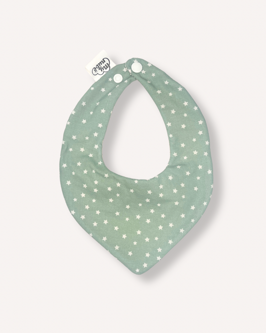 Babero bambú estrellas fondo mint